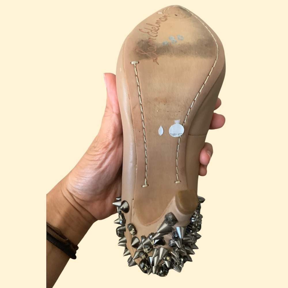 Sexy Elegant Nude and Silver Spiked Heels Previously Worn Baddie Emo Streetwear - Picture 8 of 12